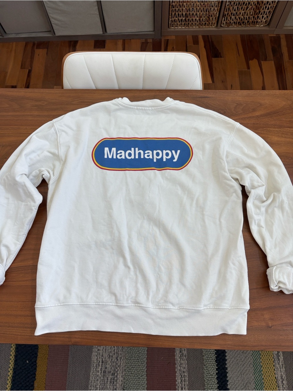 Madhappy‎ Off-White Crewneck Classics Logo Sweatshirt Pullover USA Size Small - Picture 13 of 13